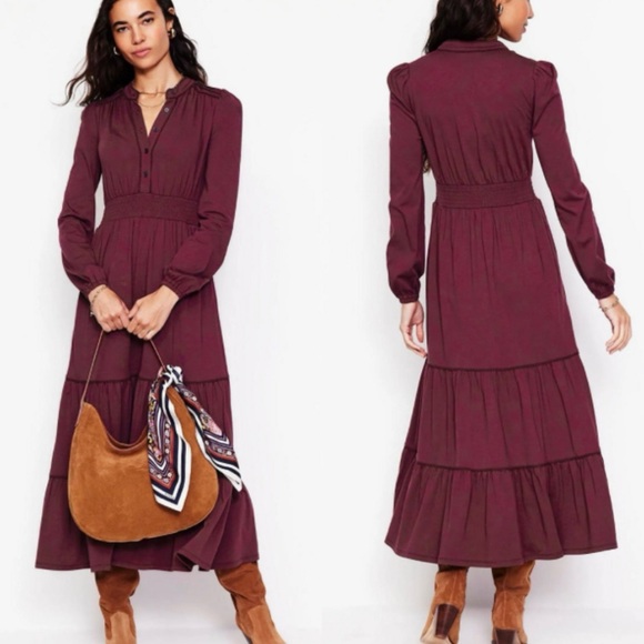 Boden Dresses & Skirts - Boden 10R Women's Shirred Waist Tier Midi Dress Western Boho Prairie Cottage NEW